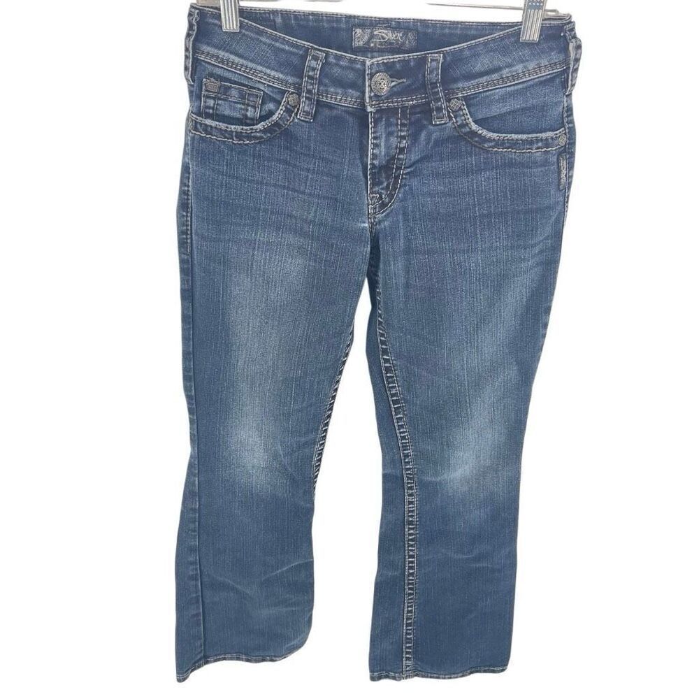 Silver Jeans Co. Women's Suki Surplus Mid Rise Boot Cut Jeans Dark Wash Blue 27